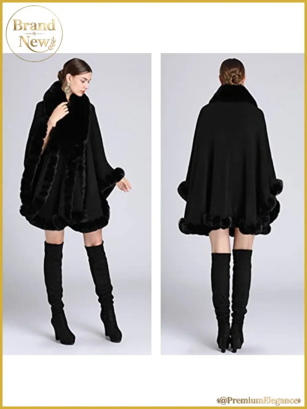 Faux Fur Poncho Shawl Wrap Cape Faux Rabbit Fur Women Evening